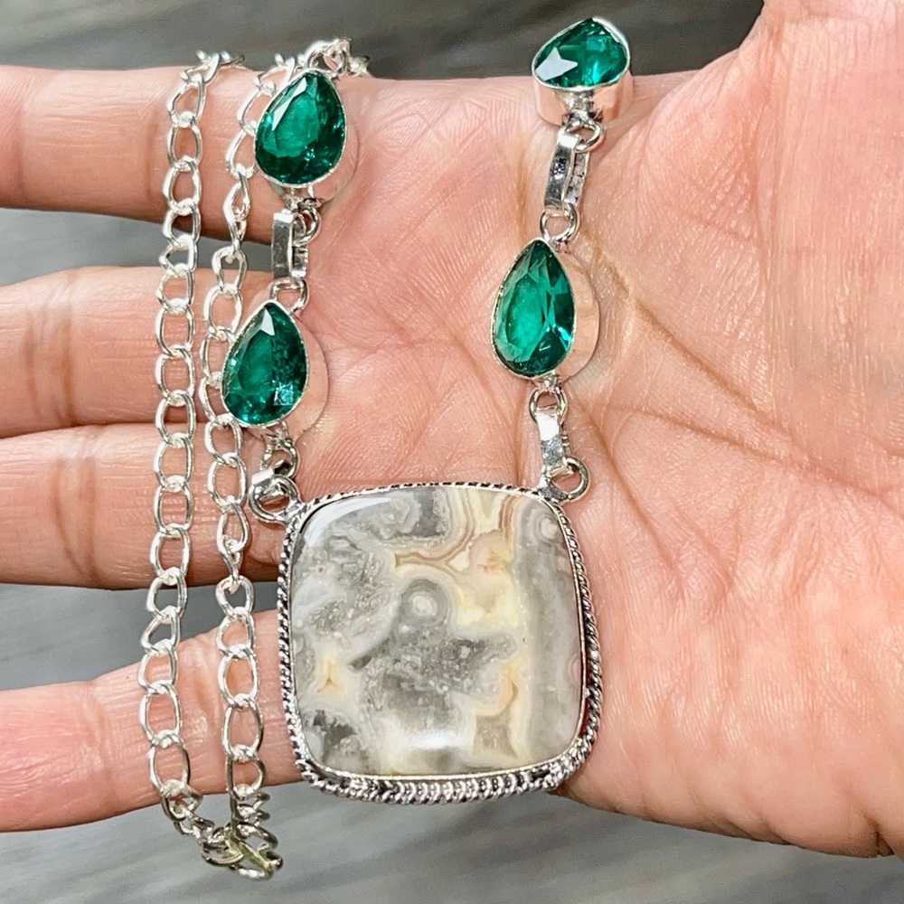 Crazy Lace Agate Pendant Necklace